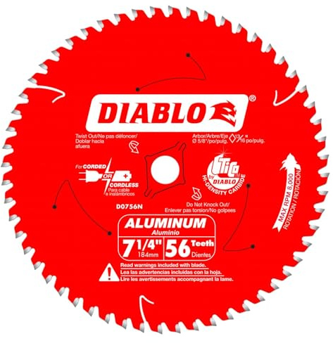 Diablo Saw Blade for Thick Aluminum - 7-1/4 Diameter, 56 TCG Teeth