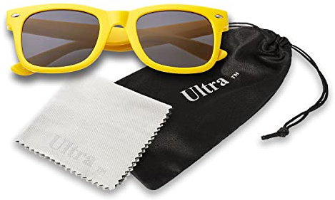Ultra Kids Sunglasses UV400 Protection - Classic Retro Style for Boys & Girls, Ages 3-10, Lightweight Durable Shades - Yellow