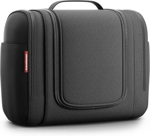 Travelaner® Borsa da Toilette Uomo e Donna DESIGN 2026, 3-in-1 Beauty Case da Viaggio da Appendere 7L, Grande Trousse Trucchi Impermeabile, Nécessaire da Viaggio, Nero