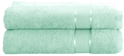 Mixibaby 2er Set Gästetuch Handtuch Duschtuch Badetuch Saunatuch Frottee Baumwolle 500gsm, Größe:Gästetuch 30x50cm, Farbe:Mint