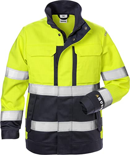 Fristads Flame Warnschutzjacke Damen Klasse 3 4590 Flam - Größe XS - Warnschutzgelb/Marineblau