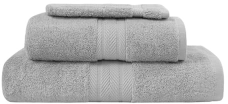 Sensei Maison - Ensemble de Bain 3 pièces (1 Drap de Bain + 1 Serviette de Toilette + 1 Gant) Luxury - - Gris Perle