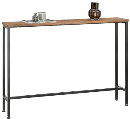 SoBuy Slim Console Table for Hallway - Modern Sofa Table for Living Room & Entryway - Adjustable Feet, MDF Wood Effect, Metal Frame - W120 x D20 x H80cm, 50kg Capacity - FSB19-XL-N