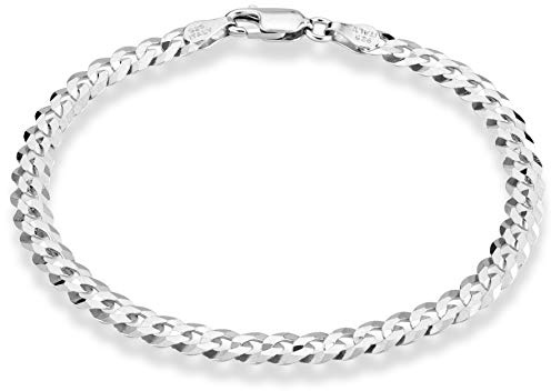 Miabella 925 Sterling Silver Italian 5mm Solid Diamond-Cut Cuban Link Curb Chain Bracelet for Men Women, Made in Italy (Length 7 Inches)