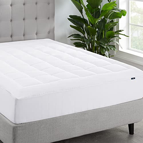 Serta ComfortSure Full Mattress Cover, Fitted Pillow Top Mattress Pad, Super Soft and Breathable Quilted Cotton Protector with 18 Elastic Deep Pockets for Secure Fit, White