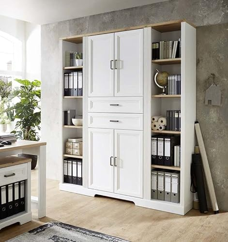 Jasmin Schrankwand 5 OH Aktenschrank Büroschrank Pinie hell/Artisan Eiche