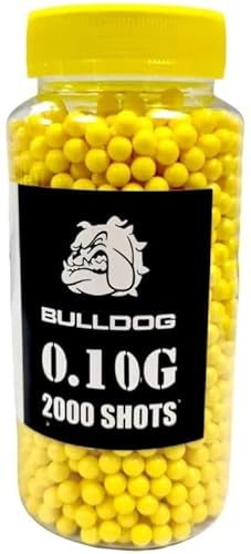 PEBBLE HUG Pack of 2000 BB Pellets, High-Grade Yellow Plastic Pellets, Biodegradable Airsoft Bullets, Round Smooth Polished Balls for BB Gun (0.10g)