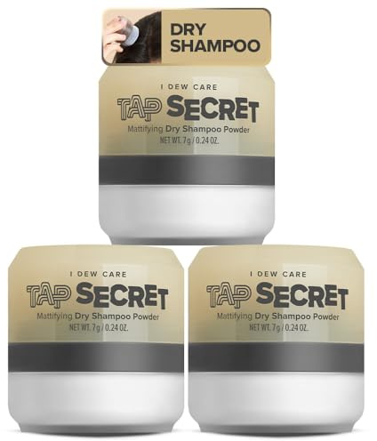 I DEW CARE Biotin Clarifying Dry Shampoo - Tap Secret Original Trio Set | Strengthening & Volumizing, Powder Type, Refillable, Non-aerosol, Brunette, Korean Ginseng, Stocking Stuffers, 0.26 Oz * 3ea