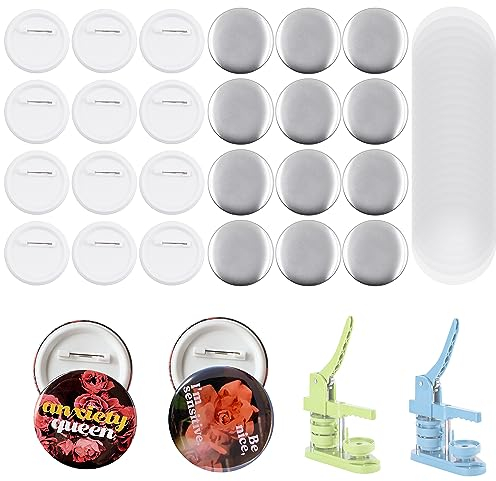 100 Stück 58mm Buttons Leere Schaltfläche Abzeichen Knopfteile Metallknopf Stiftabzeichen Satz Runden Abzeichen für Button Maker Maschine DIY Handwerk