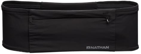 Nathan Zipster Max Running Belt, Running Belts for Women and Men, Bounce-Free Waist Pack with Extra Large Zipper Pocket, Smartphone Storage, Walking, Gym, Hiking - Black - Medium