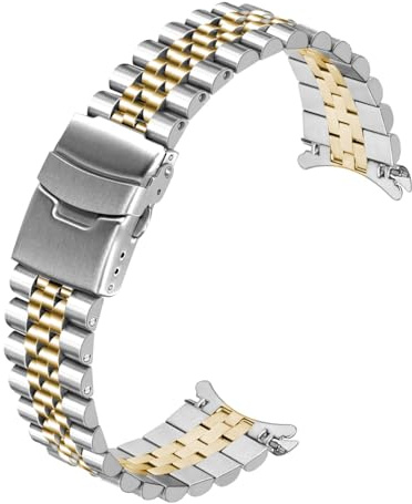 Juntan Correa de Reloj de Acero Inoxidable con Extremos Curvados 20mm 22mm 23mm 24mm Correa de Reloj Flexible Correa de Repuesto para Despliegue Hebilla de Bloqueo Doble