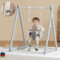 FUNLIO Altalena in Legno per Bambini da 6 a 36 mesi, Altalena Pieghevole per Bambini con 4 sacchi di sabbia, Altalena per Bambini da Interno/Esterno - Grigio