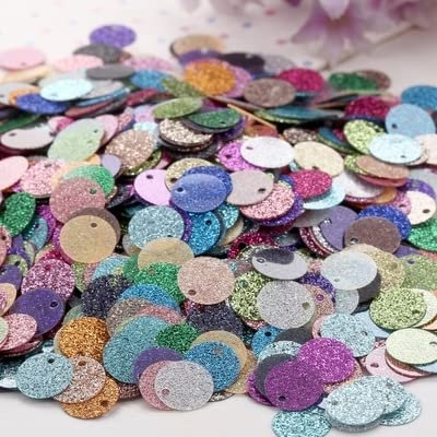 Pailletten, Bastelpailletten, 200 Stück 10 mm 20 mm Glitzer-Pailletten, flache runde PVC-Pailletten mit Blitzpulver-Pailletten for Basteln(Gillter Mix,20mm 10g)