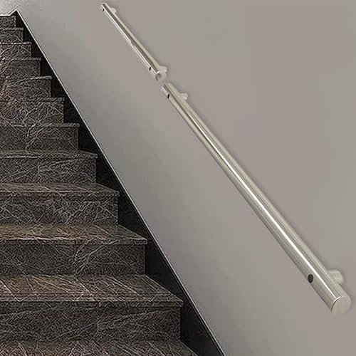Barandillas de acero inoxidable para escaleras de 15 pies para exteriores con kit de soporte, balaustradas de barra de agarre para seguridad y estilo
