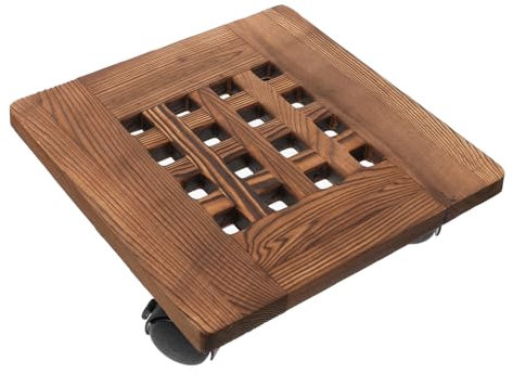 Kisangel 1Pieza Bandeja para Macetas de Madera con Ruedas Soporte para Plantas Resistente y Duradero Base para Macetas con Capacidad de Carga Fuerte Diseño Simple y Elegante