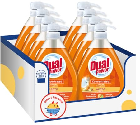 Detergente Piatti Gel Concentrato all’Aceto 1L kit con Spugna Brandizzata SPESA & RISPARMIO Inclusa – Variazioni 4/8/12 Pezzi (8)