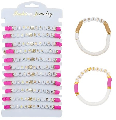 JYNVO 12 piezas, accesorios de pulsera para mujer, adecuados para mujeres en fiestas de bodas, pulseras para el equipo nupcial, futuro equipo nupcial, rosa
