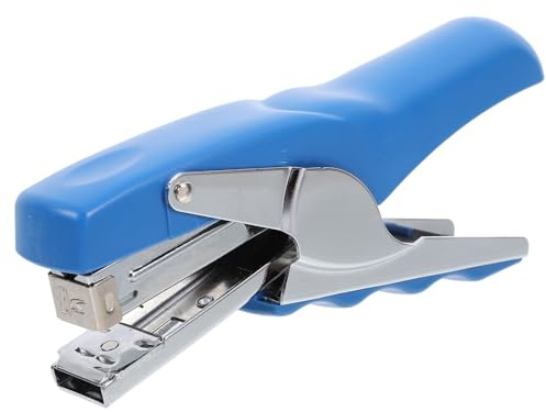 HOMSFOU Handheld Desktop Stapler Blue, Heavy Duty Manual Stapling Tool for Office Documents, Long Handle Stapler for File Binding, Office School Supplies