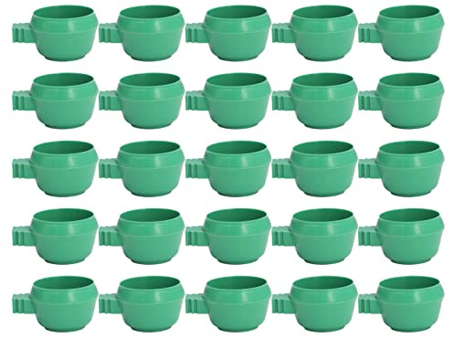 LDAUYZLING 25 Pezzi Mini Pappagalli Uccelli Ciotola per Acqua per Cibo Intarsio Installazione Pappagalli Rotondi Verdi Piccola Ciotola per Acqua per Alimenti per Fattorie Casa (S)