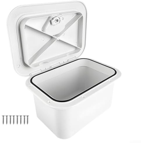 Feeshoppher Marin Förvaringslåda för Båtar – Lättvikts ABS Fisketäckväska med Förseglad Lock, 37,5 x 27 x 17,5 cm, Vit eller Svart (Vit)