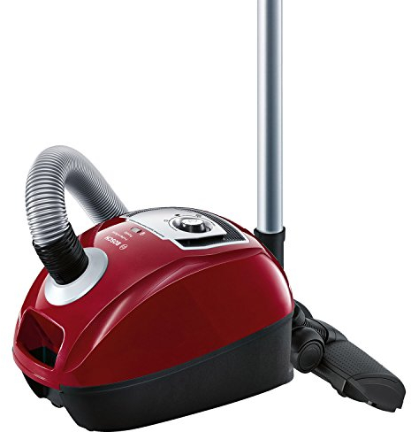 Bosch Hogar BGL4A500 GL-40 ProPerformPlus Aspirador trineo con bolsa, diseño compacto, cepillo especial para parquet, color rojo cereza