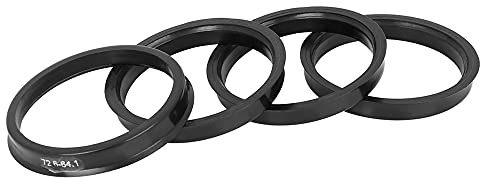 X AUTOHAUX 4 anelli di centraggio per mozzo auto, in plastica, da 72,6 mm a 64,1 mm, colore: nero