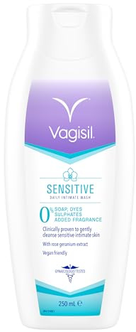 Vagisil Sensitive Intimate Wash for Women, Gently Cleanses Sensitive Skin, pH Balanced, Soap Free Dye Free & Fragrance Free, 250ml