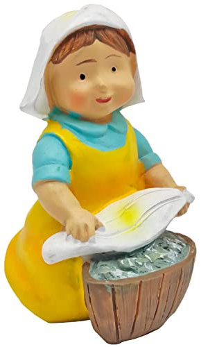 Acan Tradineur - Figura de lavandera Naïf para Belén, marmolina, Figura de Oficio Decorativa para Nacimiento, Pesebre, Navidad, Adorno Tradicional - 8 x 4,5 x 5,2 cm