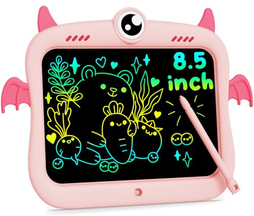 bravokids LCD Writing Tablet for Kids 8.5 Inch, Colorful Doodle Board Drawing Pad Tablet, Christmas Birthday Gifts Educational and Learning Toys for 3 4 5 6 7 8 Years Old Girls Boys (Pink)