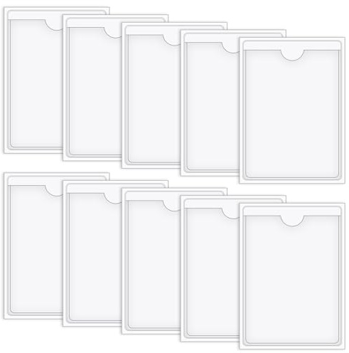 Vicloon Självhäftande ficka, 10 st plastkortfodral, 8 x 12 cm visitkortsfickor, öppen sida för att organisera och skydda dina indexkort A-1
