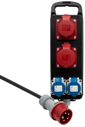 BRENNENSTUHL Distributore di Corrente Portatile BSV P CEE 400V/16A Made in Austria, 1151495141, Spina CEE & 4 Prese CEE, Fissabile a parete, Cavo 2 metri, IP44