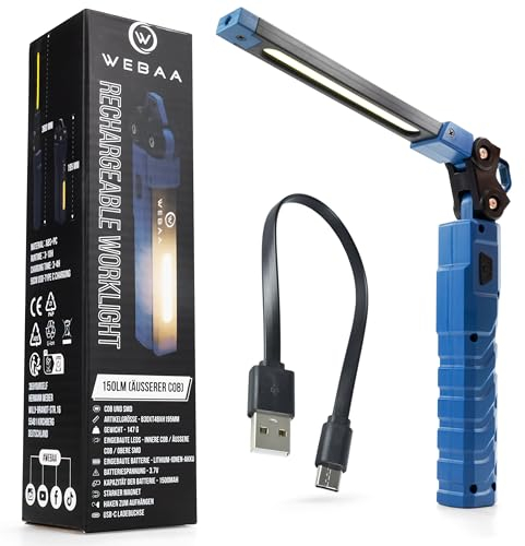 WEBAA Arbeitsleuchte Werkstattlampe Inspektionslampe Starker Magnet 3 Lichtquellen
