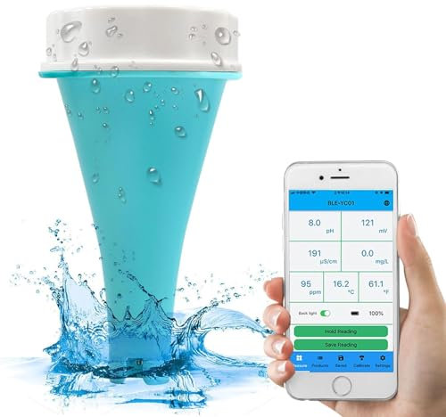 Bluetooth-vattentestare for pooler, EC/salthalt/pH/ORP/temperatur/klormätare, smart vattentestare for poolövervakning for pooler, badtunnor och simbad, akvarium, laboratorium