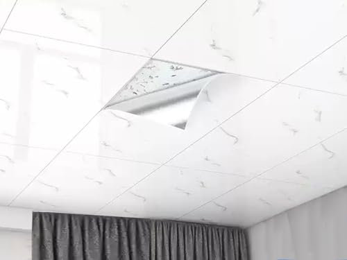 ZAQYCM Deckenpaneele deckenplatten Selbstklebende PVC Deckentapete, Dekorative Hängedeckenpaneele Für Restaurantküchen/Hängedecken/Wohnzimmer/Studio, Weiße Täfelungsplatte(5 Pack)