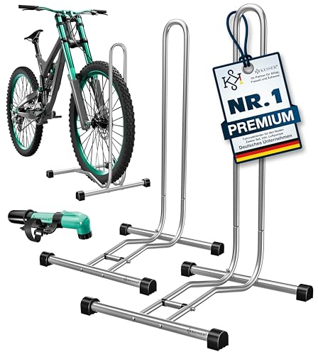 KESSER® Soporte de bicicleta para bicicleta de montaña, bicicleta eléctrica, bicicleta de ciudad, bicicleta de carretera, MTB, soporte de suelo para bicicleta independiente, ancho de neumático de