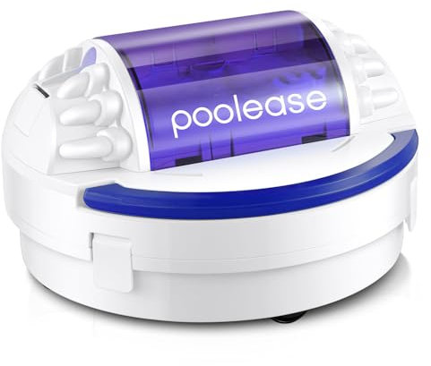 Poolease X1 Robot pulitore per piscina senza fili, robot aspirapolvere per piscina sopra/sotterranea, doppio motore da 45 W, parcheggio, migliorato con capacità di detriti di 2 litri (bianco e viola)