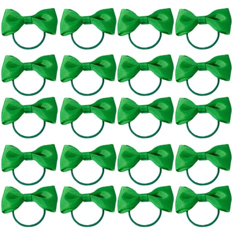 20 Pieces Pink Hair Accessories, Pinks Hair Bow, Pinks Bows for Hair, Girls Bobbles Bows School Bands, Elastics Hair Bands for Girls, Small Ribbon Clips Hairbands Holder Set (Pink) (Green)