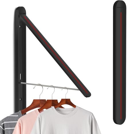 RELONGGI Kleiderhaken Klappbar kleiderwandhaken Wäschelüfter Wand Aussenbereich Klapphaken Haken Kleiderständer Wandhaken Kleiderlüfter Garderobenhaken für Ecken, Balkon, Badezimmer (Black)