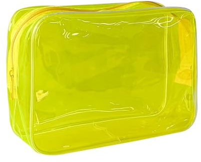 TotePrint Transparente PVC-Kulturbeutel in 1 leuchtenden Farben, große Kapazität 18 * 12 * 6cm(gelb-1 PCS)