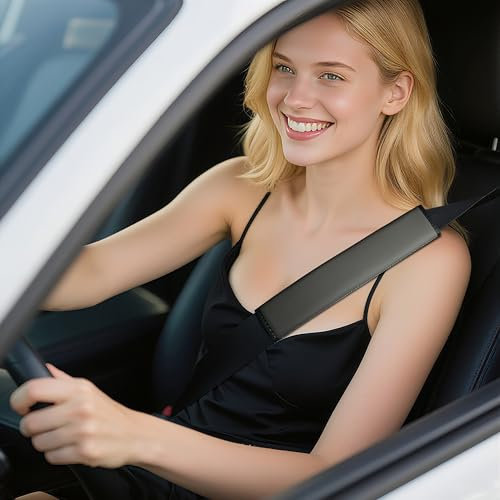 POKSRI 2 pezzi copri cintura di sicurezza auto in pelle sintetica, Copertura per cinture di sicurezza, Coprimaterasso per cinture di sicurezza auto, Zaino, Borsa a tracolla(nero)