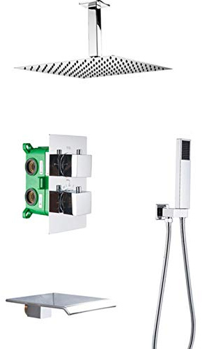 Kitchen Faucet de Ducha termostático montado en el Techo, Juego de de Ducha Cromado con la batidora de Lluvia de baño con la Cabeza de la Cabeza, el de Cabeza de Ducha de Lluvia, 10 Pulgadas