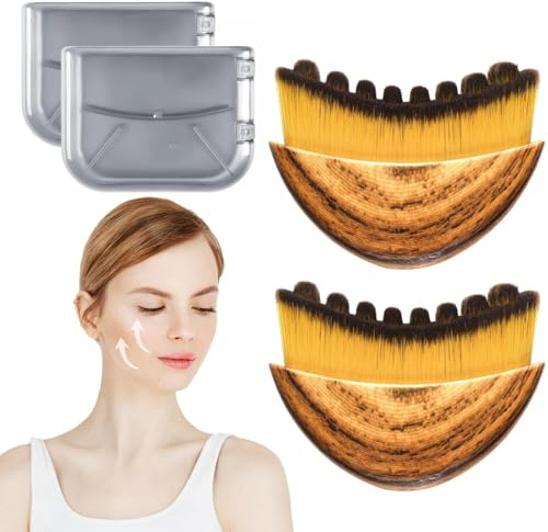 Set de 2 Cepillos Faciales, Cepillo de Contorno Linfático, Masaje en Seco Suave para Jawline y Mejillas, Cerdas Ultrafinas para Relajación y Cuidado Diario
