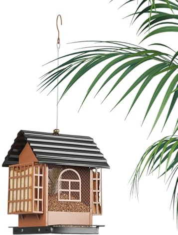 para pájaros, Cuenco de Metal con Forma de casa, fácil de Rellenar, de colibríes, para jardín, Patio, césped, balcón, observación de Aves, Porche, terraza, Parque al Aire Libre