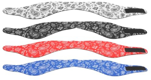 PRETYZOOM 4pcs Waterproof Elastic Swim Headbands Sticky Closure, Sbr Material Ear Headbands for Swimming, Bathing at Home and Washing Hair, Suitable for Men and Women