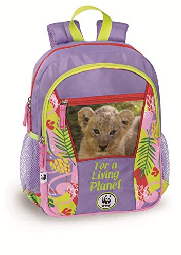 Mini-Rucksack WWF JUNGLE Schulranzen Doppeltasche rund BIMBA + Gratis Schlüsselanhänger GIRABRILLE + gratis WWF Postkarte + gratis Buntstift