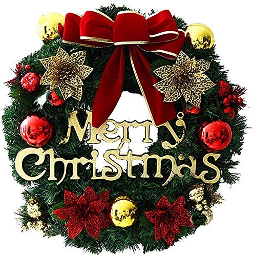 Ghirlanda Natalizia 30cm Ghirlanda di Natale Fiore Artificiale con Merry Christmas  Palline Arco per la Natalizia Decorazione Interna ed Esterna