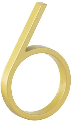 HASWARE Floating House Number Sign: 5 inch Modern Door Signage - Striking for Street Home Address Numerals (6, Golden)