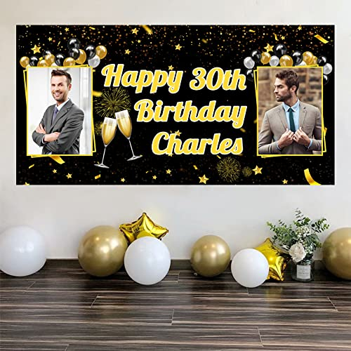 Personalisiertes Geburtstagsbanner Foto, Personalisiertes Geburtstagsbanner, Foto Geburtstagsposter, Personalisiert für Kinder Baby Erwachsene, Individuelle Geburtstagsfeier - 180 x 90 cm