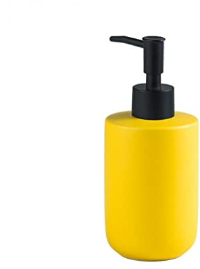 Hand Soap Dispenser Bathroom,Modern Ceramics Dish Soap Dispenser with Pump Refillable Liquid Soap Bottles,12 oz Matt Color Kitchen and Bathroom Lotion Soap(Yellow)