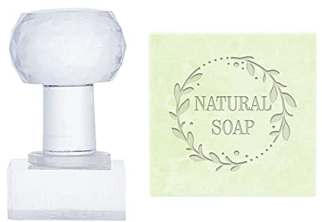 pandahall Tampon Acrylique Mot Tampon de gaufrage au Savon Tampon à Savon avec poignée Tampon Rond d'impression de chapitre de Savon pour la poterie Faite Main d'argile de Biscuit de Savon